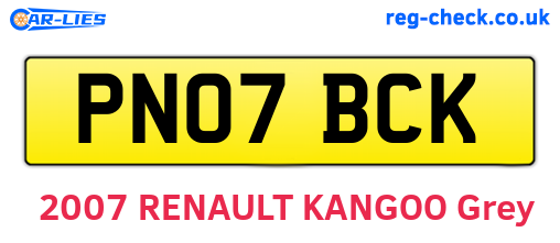 PN07BCK are the vehicle registration plates.