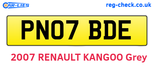 PN07BDE are the vehicle registration plates.