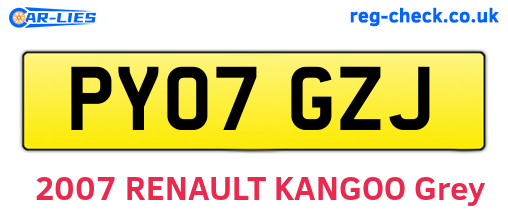 PY07GZJ are the vehicle registration plates.