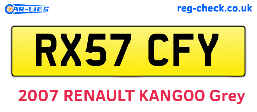 RX57CFY are the vehicle registration plates.