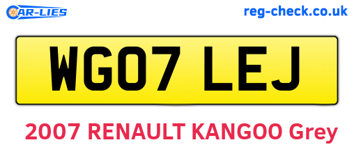 WG07LEJ are the vehicle registration plates.
