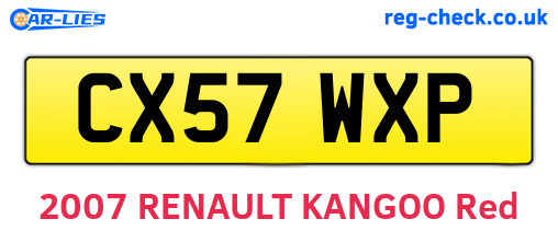 CX57WXP are the vehicle registration plates.