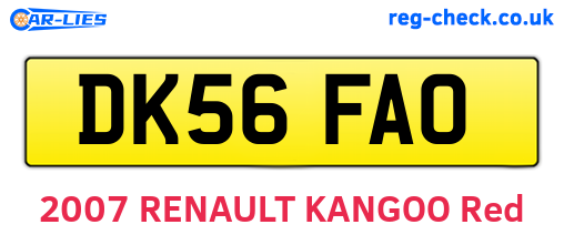 DK56FAO are the vehicle registration plates.