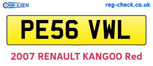 PE56VWL are the vehicle registration plates.