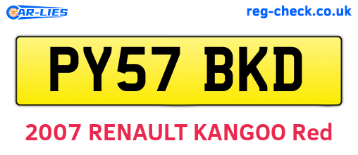 PY57BKD are the vehicle registration plates.