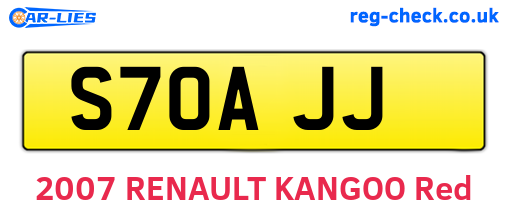 S70AJJ are the vehicle registration plates.