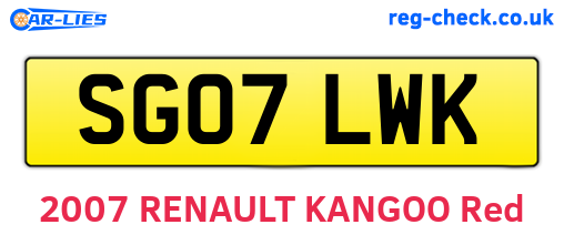 SG07LWK are the vehicle registration plates.