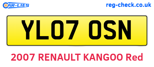 YL07OSN are the vehicle registration plates.