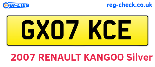 GX07KCE are the vehicle registration plates.