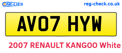 AV07HYW are the vehicle registration plates.