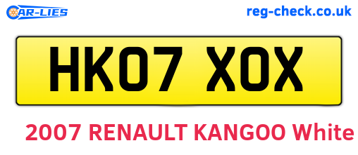 HK07XOX are the vehicle registration plates.