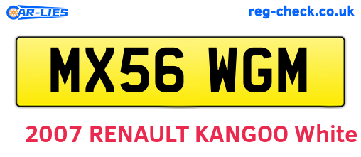 MX56WGM are the vehicle registration plates.