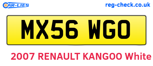 MX56WGO are the vehicle registration plates.