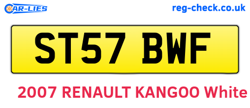 ST57BWF are the vehicle registration plates.