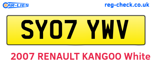 SY07YWV are the vehicle registration plates.
