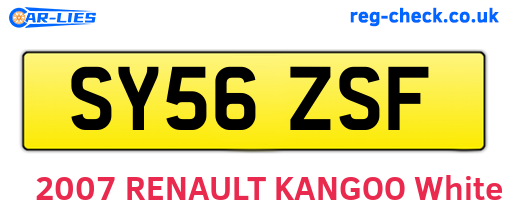 SY56ZSF are the vehicle registration plates.
