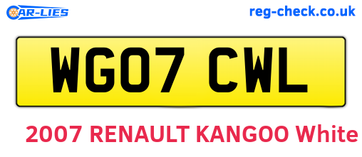 WG07CWL are the vehicle registration plates.