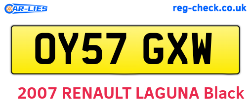 OY57GXW are the vehicle registration plates.