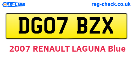 DG07BZX are the vehicle registration plates.