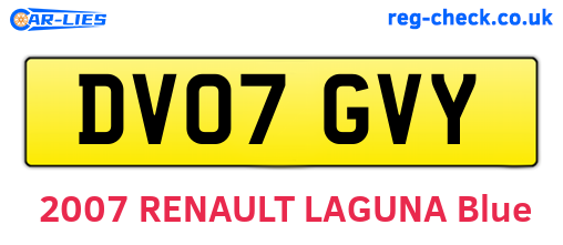 DV07GVY are the vehicle registration plates.
