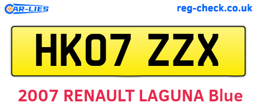 HK07ZZX are the vehicle registration plates.