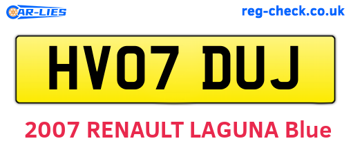 HV07DUJ are the vehicle registration plates.