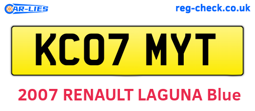 KC07MYT are the vehicle registration plates.