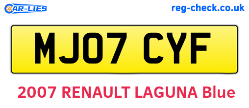 MJ07CYF are the vehicle registration plates.