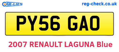 PY56GAO are the vehicle registration plates.