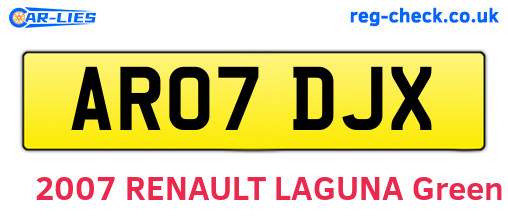 AR07DJX are the vehicle registration plates.