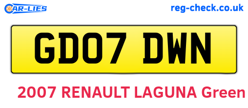 GD07DWN are the vehicle registration plates.