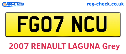 FG07NCU are the vehicle registration plates.