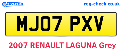 MJ07PXV are the vehicle registration plates.