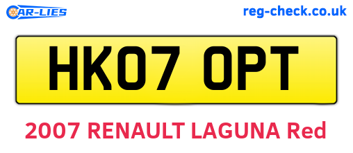 HK07OPT are the vehicle registration plates.