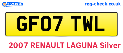 GF07TWL are the vehicle registration plates.
