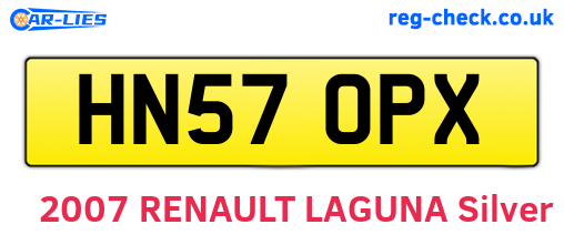HN57OPX are the vehicle registration plates.