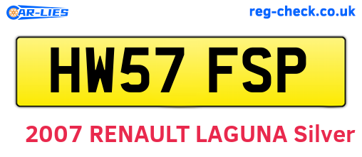 HW57FSP are the vehicle registration plates.