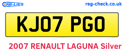 KJ07PGO are the vehicle registration plates.
