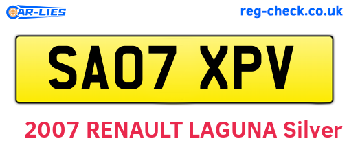 SA07XPV are the vehicle registration plates.