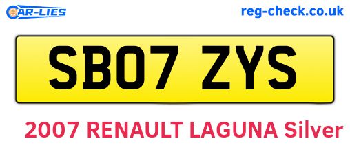 SB07ZYS are the vehicle registration plates.