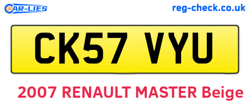 CK57VYU are the vehicle registration plates.