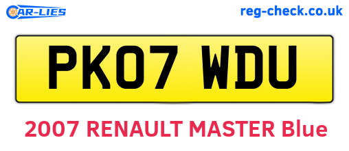 PK07WDU are the vehicle registration plates.