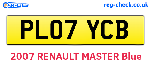 PL07YCB are the vehicle registration plates.