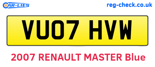 VU07HVW are the vehicle registration plates.