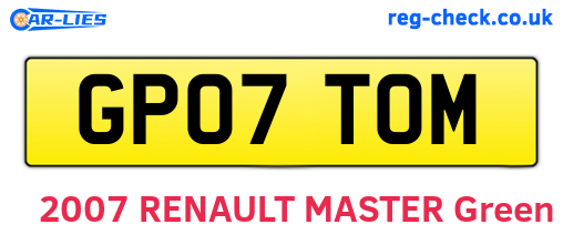 GP07TOM are the vehicle registration plates.