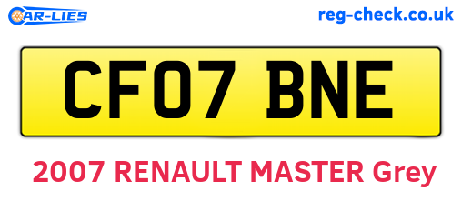 CF07BNE are the vehicle registration plates.