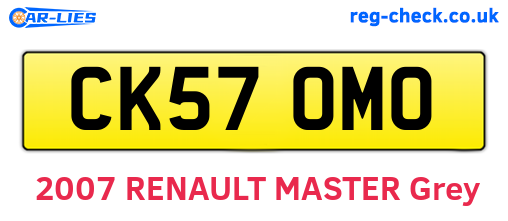 CK57OMO are the vehicle registration plates.