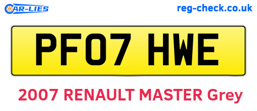 PF07HWE are the vehicle registration plates.