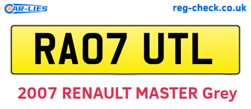 RA07UTL are the vehicle registration plates.
