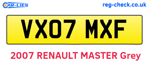 VX07MXF are the vehicle registration plates.